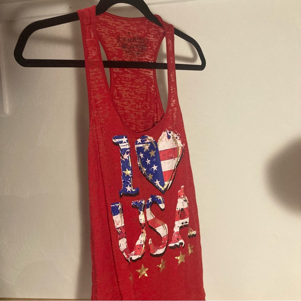 Red Tank Top with USA Print